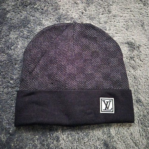 Black knit cotton beanie hat - knit,